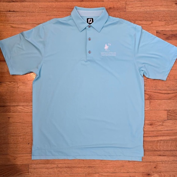 FootJoy Polo Shirt Performance Catholic Charities Golf Light Blue Mens XL Stripe - Picture 1 of 6